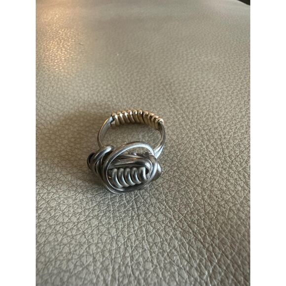 Fine Silver Wire Wrapped Ring with a 14k Gold Fill Wrapped Band Ring Size 8 - Picture 6 of 6